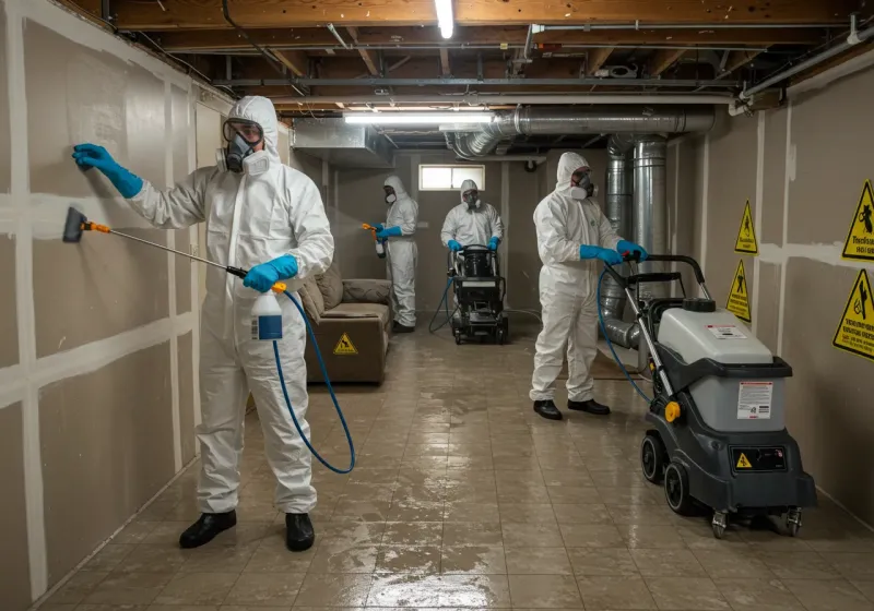 Basement Moisture Removal and Structural Drying process in Morrow, OH